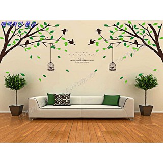 Decal dán tường LUVINA trang trí phòng khách, phòng ngủ, phòng ăn - Cây lồng chim