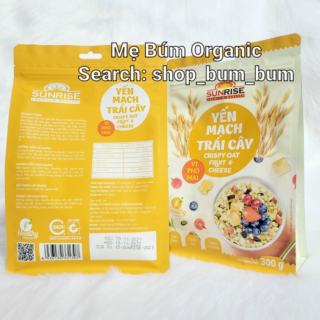 [ HCM Giao Hỏa Tốc] Combo 3 Túi - Yến Mạch Trái Cây SUNRISE 300g