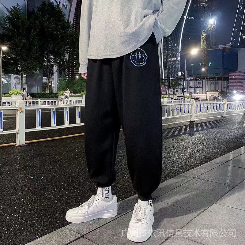 Quần Jogger Dài Dáng Rộng Màu Đen In Họa Tiết Đồ Họa Thời Trang Thể Thao Cho Nam j8