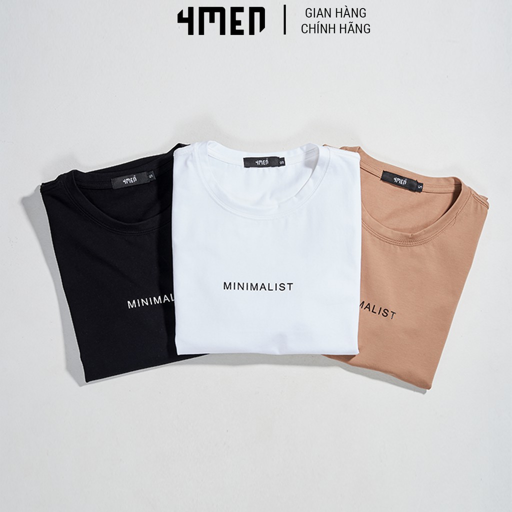 Áo thun nam cổ tròn 4MEN AT029 ngắn tay, in chữ MINIMALIST, vải thun cotton cao cấp đẹp dày dặn, thoáng mát | BigBuy360 - bigbuy360.vn