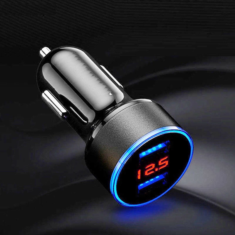 Tẩu Sạc Nhanh 5V 3.1A Hai Cổng USB Có Đèn LED Và Vôn Kế Cho Tất Cả Các Loại Điện Thoại Di Động