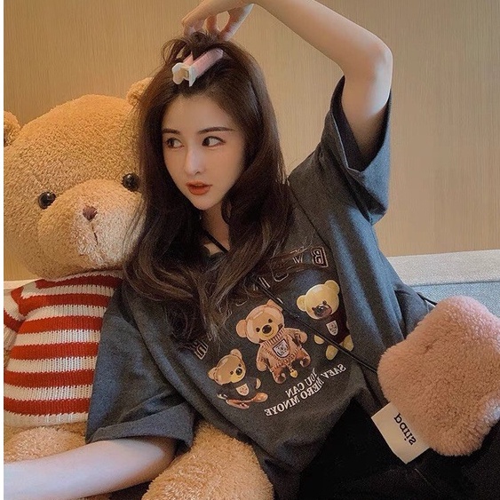 Áo Thun Gấu Babybear 3158 PEONYB Nữ [FREESHIP]  Phông form rộng tay lỡ in hình vintage, hssv cá tính Ulzzang
