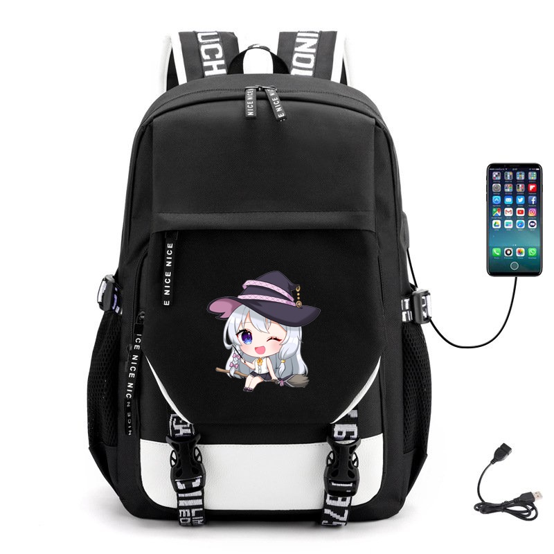 Balo Khóa Trắng Vát in hình HÀNH TRÌNH CỦA ELENA anime chibi đi học tiện lợi