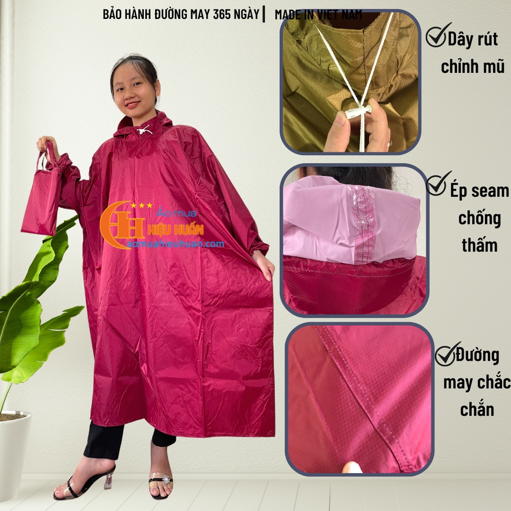Áo Mưa 1 Người Vải Dù Kín loại 1m4 Không Xẻ Tà , Áo Mưa Thời Trang aomuahieuhuan