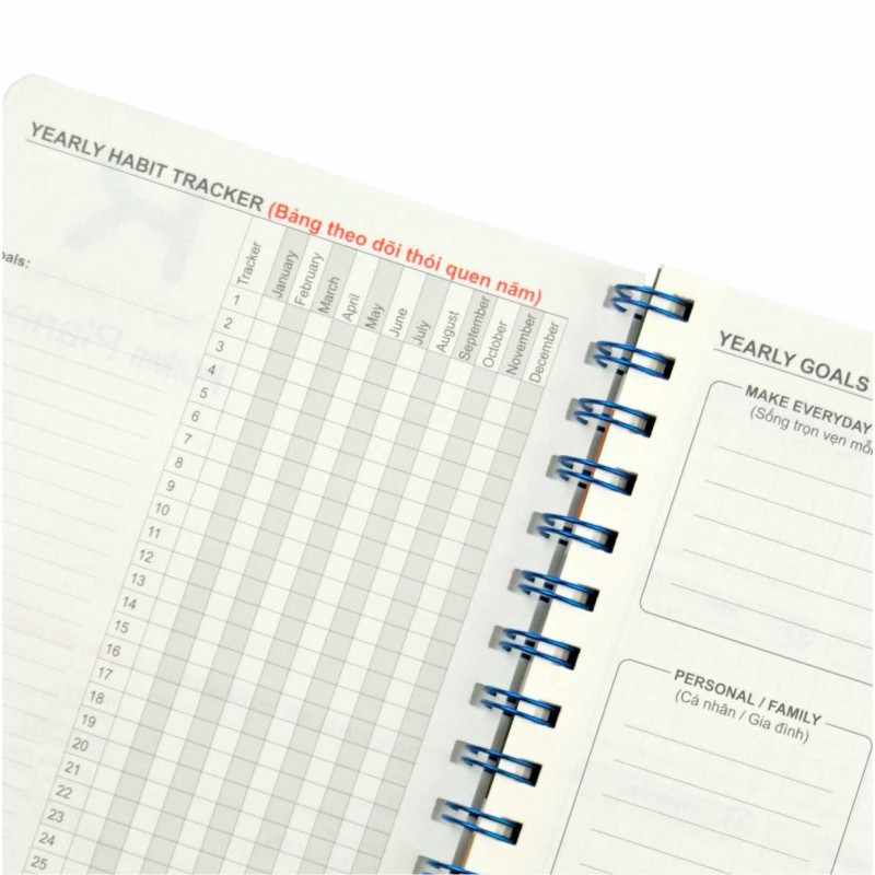 SỔ KẾ HOẠCH PLANNER LÒ XO KÉP A5 72,4G/M2; MS: 945