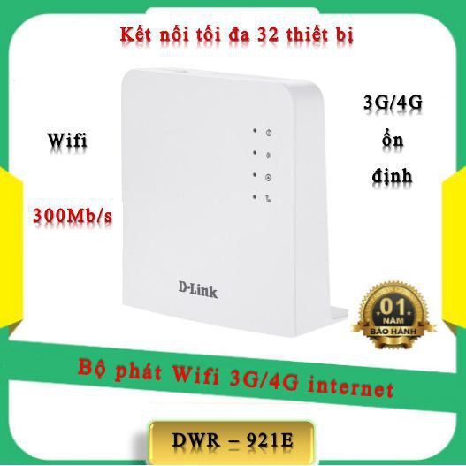 Bộ phát Wifi 3G/4G D-Link DWR - 921E kết nối được đến 32 thiết bị dùng CAMERA hay tàu xe