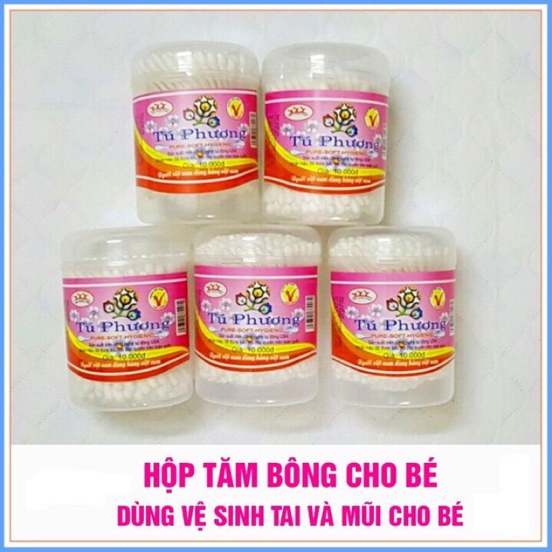 1 hộp 180 que Tăm bông trẻ em, bông tăm ngoáy tai cho trẻ sơ sinh
