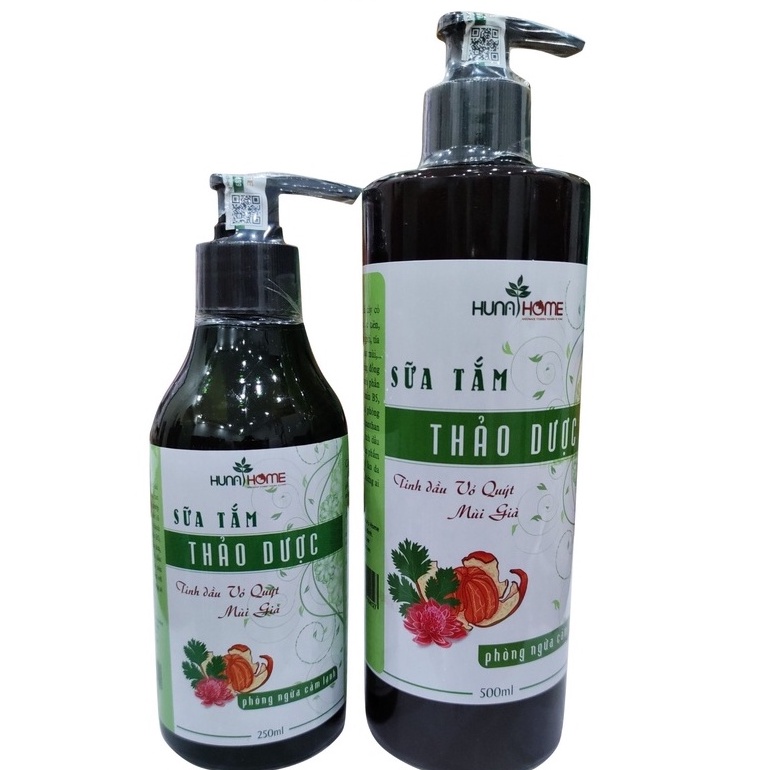 Sữa tắm thảo dược tinh dầu vỏ quýt, mùi già dành cho gia đình Huna Home chai 500ml, 250ml
