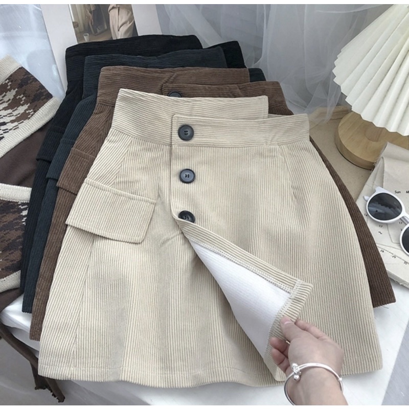 Chân váy nhung vạt lệch V12