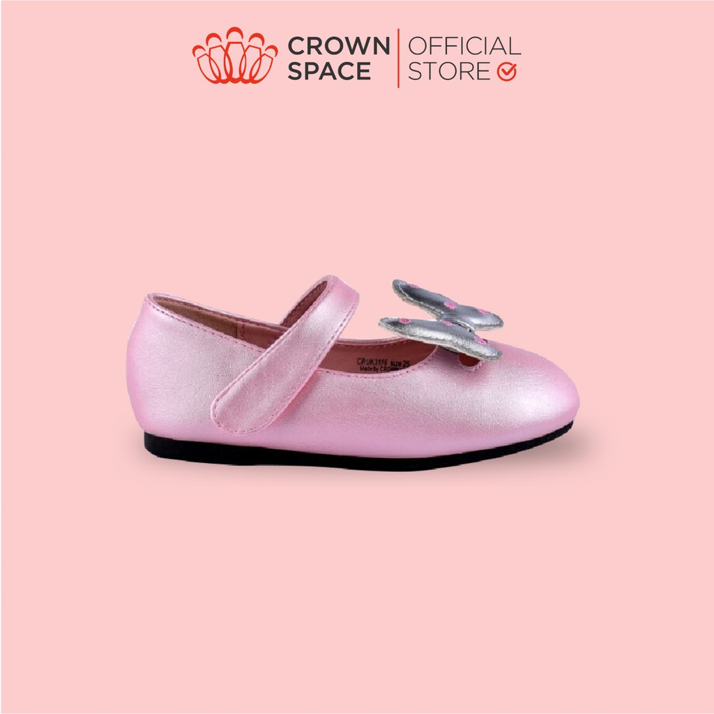 Giày Búp Bê Bé Gái Đi Học Đi Chơi Crown Space UK Ballerina Trẻ Em Cao Cấp CRUK3116 Màu Đen, Hồng Size 20-25/2-10 Tuổi