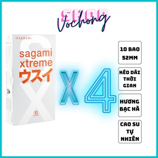 COMBO 4 HỘP Bao cao su siêu mỏng co dãn Sagami Xtreme Super Thin 40 Cái