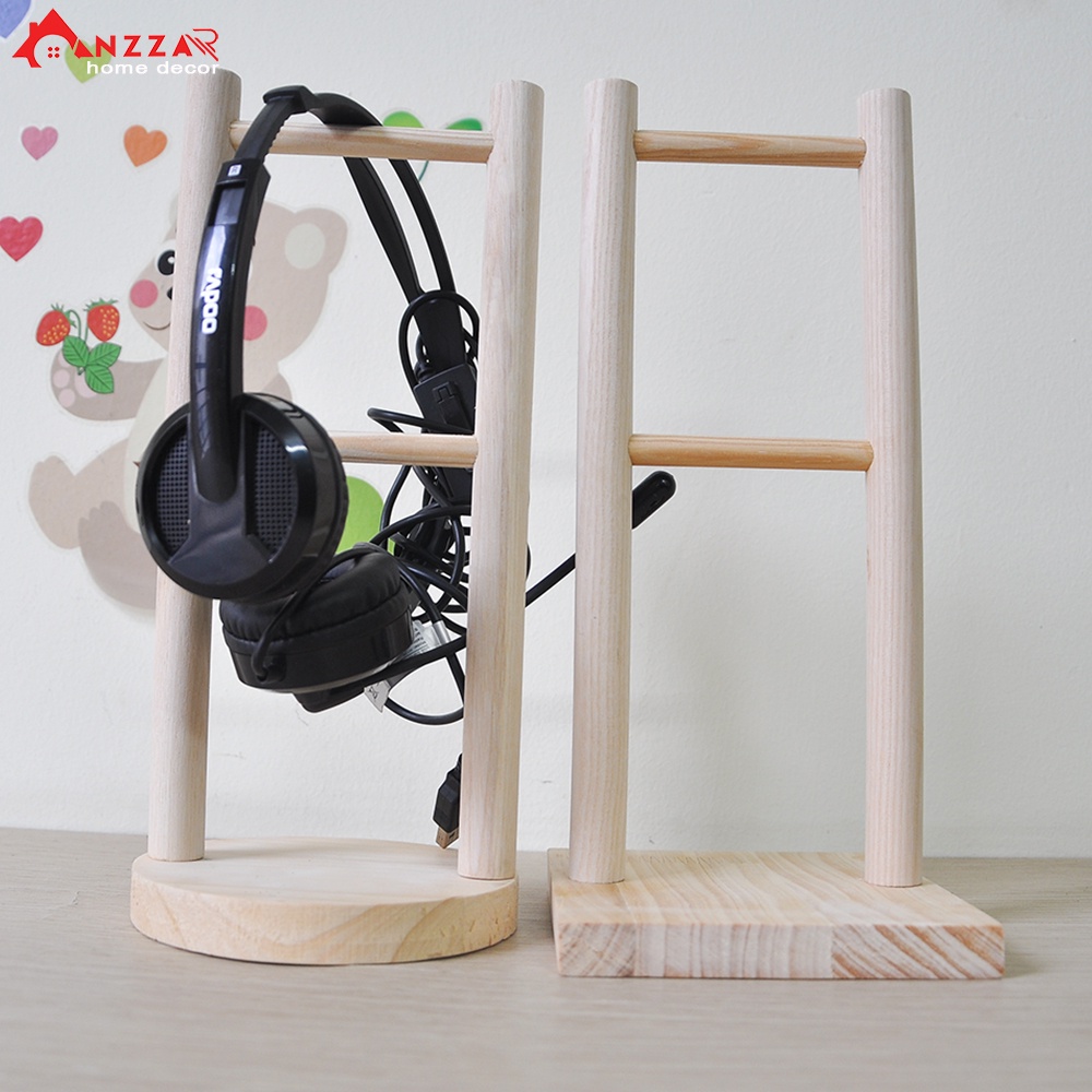 giá treo tai nghe, kệ đỡ HeadPhone bằng gỗ thông tự nhiên đẹp, kệ gỗ treo tai nghe