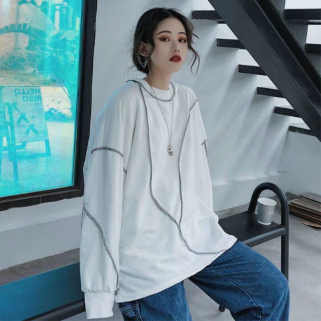 Áo sweater unisex thun chỉ ngược dáng rộng Ulzzang siêu chất