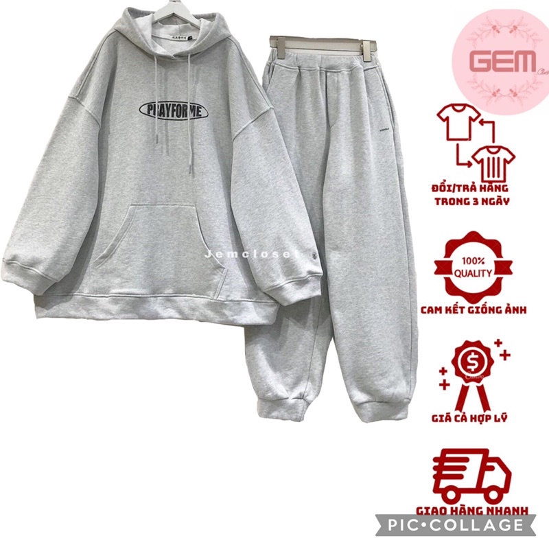 Set bộ nỉ thể thao nam nữ dài tay PRAY FORME unisex Set nỉ bông nữ ulzzang form rộng tay bồng  Freeship  Sale