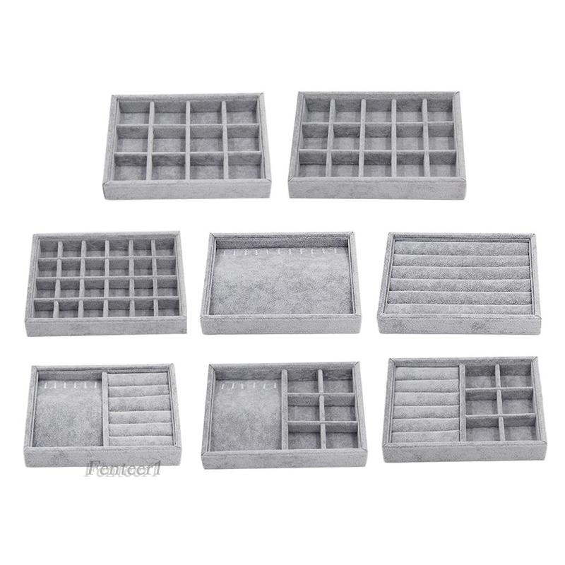 [Fenteer1] Khay Trưng Bày Trang Sức Bằng Nhung Chia Ngăn