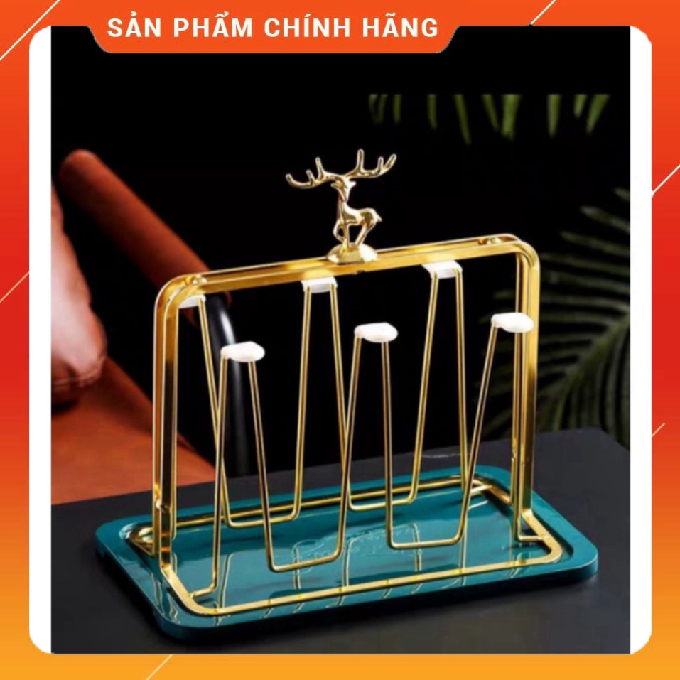 Úp ly, úp cốc hươu vàng Bắc Âu tăng kèm khay hứng nước xanh GDTA