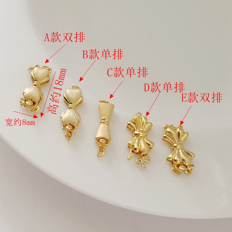 Khóa Cài Thắt Nơ Một Hàng Màu Vàng Đồng 14K Dùng Làm Trang Sức Thủ Công