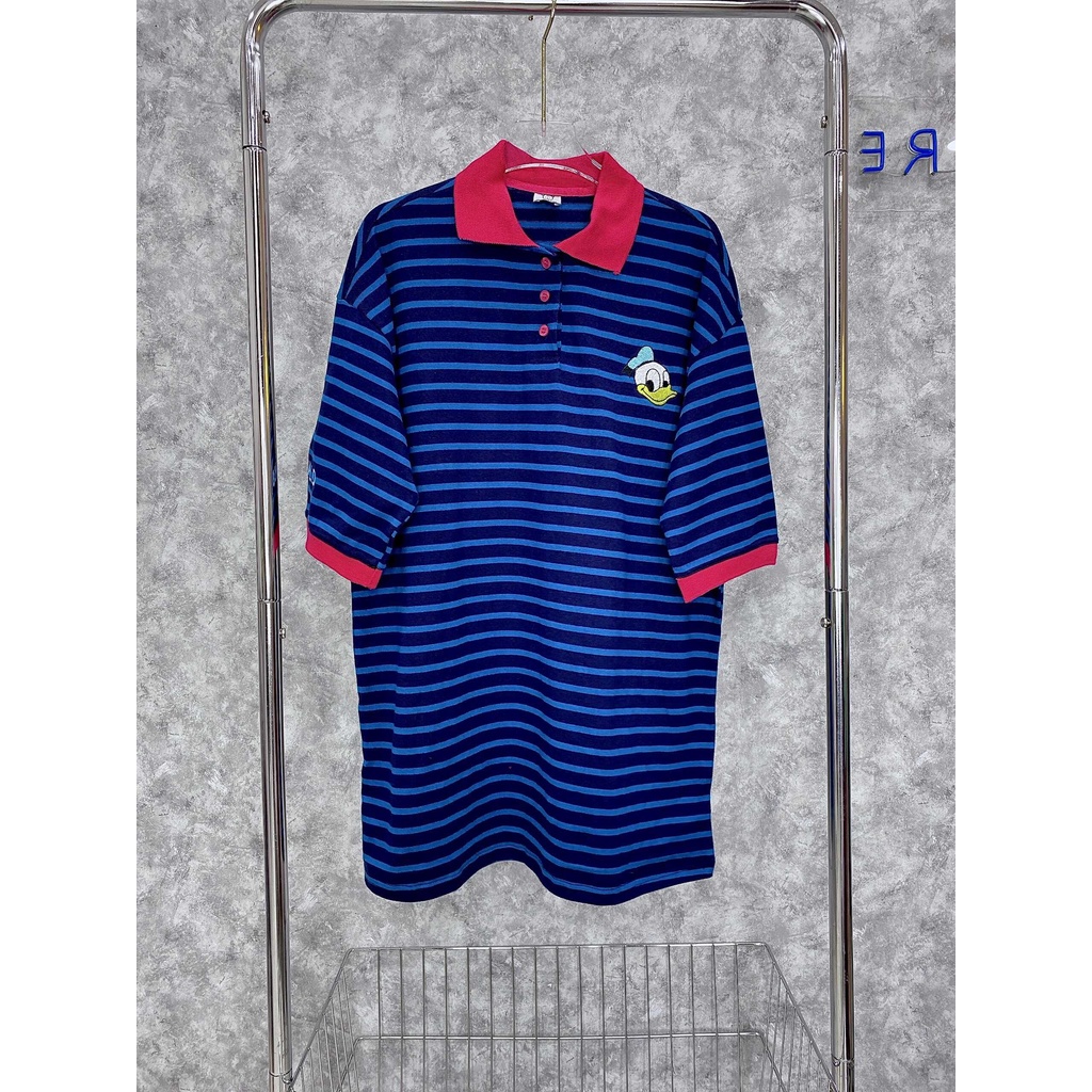 Áo Polo Nữ Cộc Tay Sọc Ngang In Hình Vịt Dễ Thương, Áo Form Rộng Chất Liệu Thoáng Mát - HN199