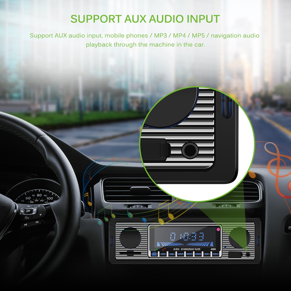 IN STOCK Bluetooth Car Stereo Audio 1DIN Player In-Dash FM MP3 Radio Player with AUX-IN SD USB DC 12V