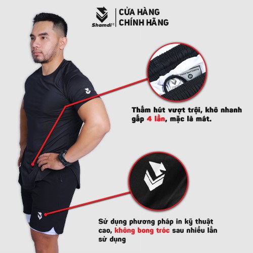 Quần đùi tập gym short 2 lớp nam SHAMDI quần 2 lớp form chuyên gym, thoải mái lúc vận động - 945