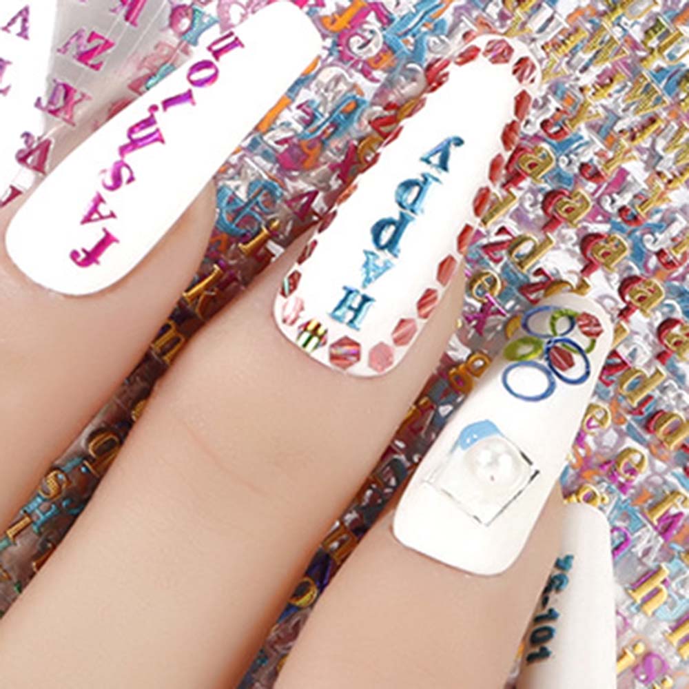 Tờ 26 chữ cái 3D không thấm nước để trang trí móng tay