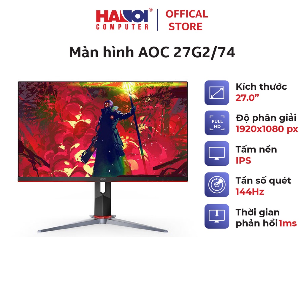 Màn hình AOC 27G2/74 (27inch/FHD/IPS/144Hz/1ms/250nits/HDMI+DP+VGA)