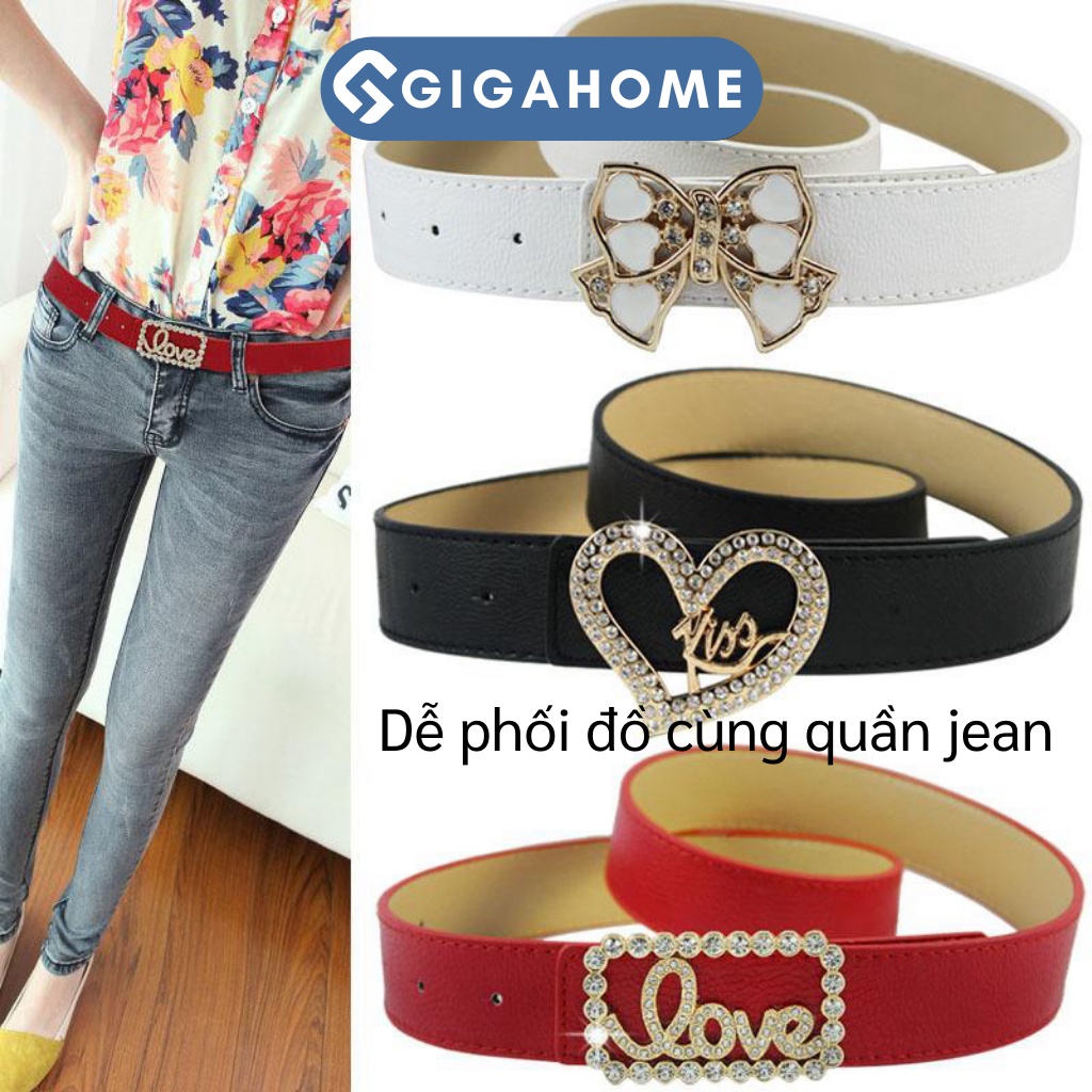 Thắt Lưng Thời Trang Nữ GIGAHOME Chữ Love, Kiss, Nơ 7695