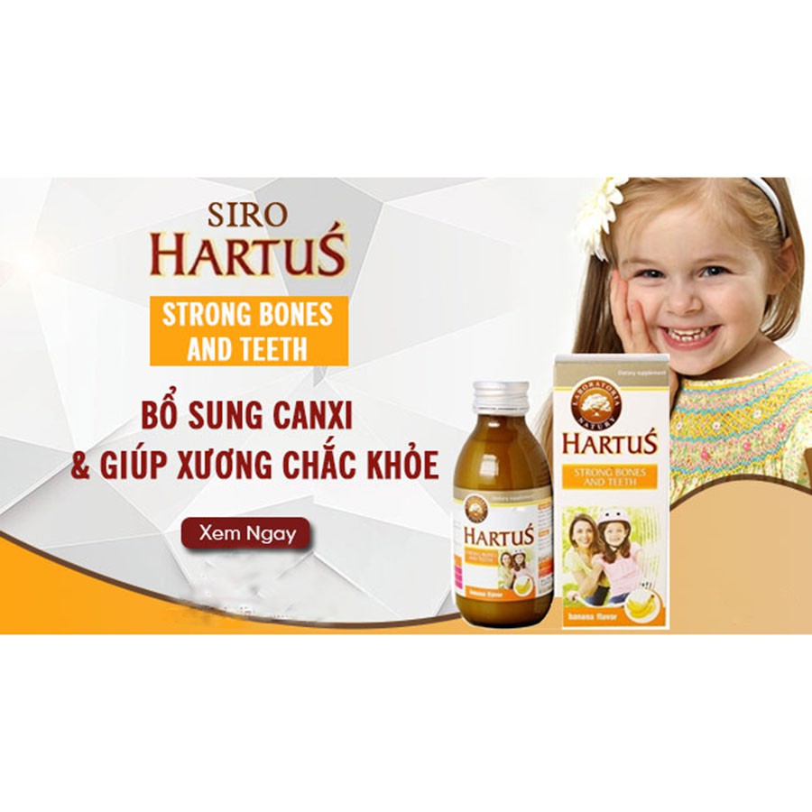 [Canxi cho trẻ - Tặng 2 khăn] Hartus’ Strong Bones &amp; Teeth (Hartus’ Calci) – Dùng cho phụ nữ có thai, trẻ &gt;4 tháng