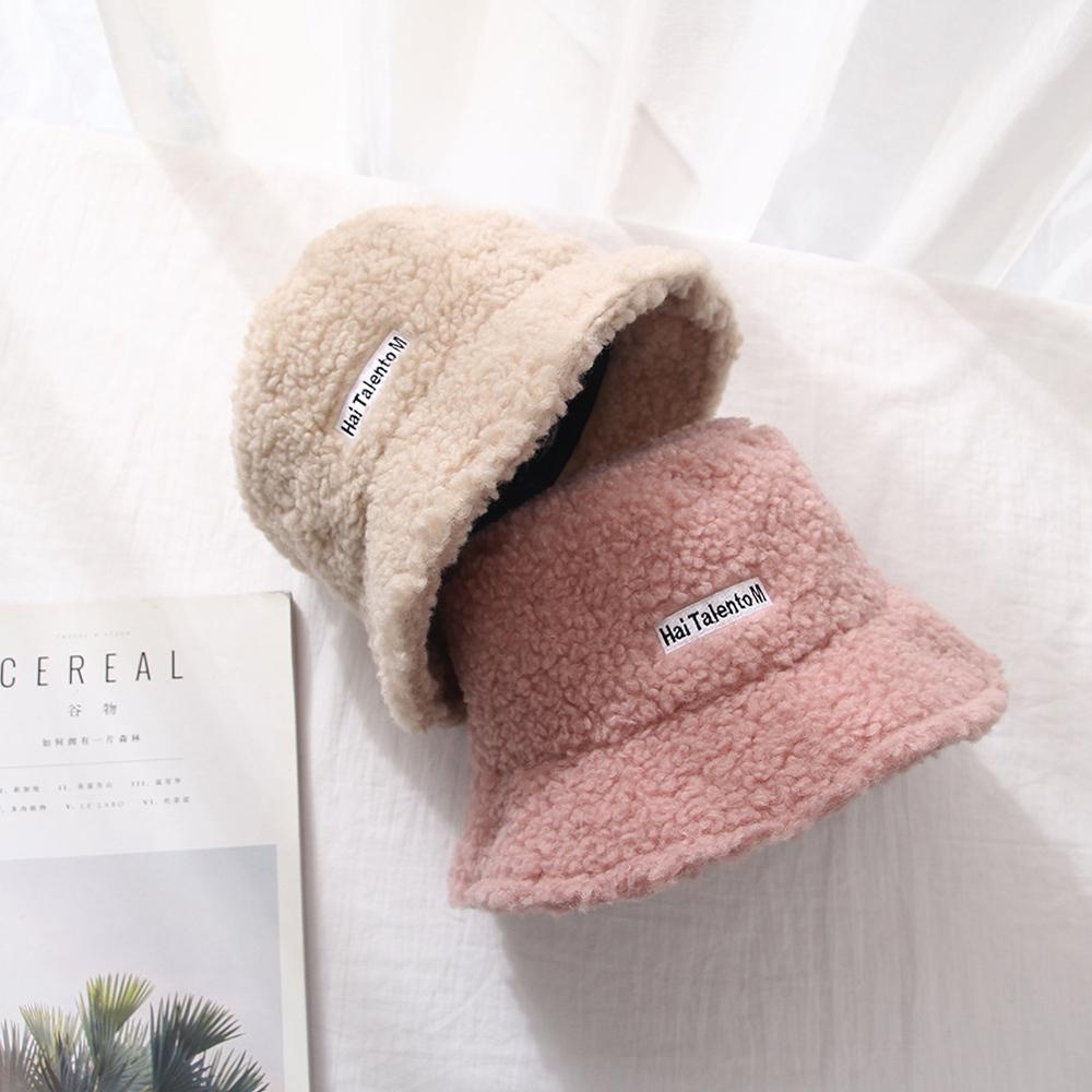 Mũ Bucket WMES15H Phối Lông Màu Trơn Ấm Áp Thời Trang Mùa Đông Mới