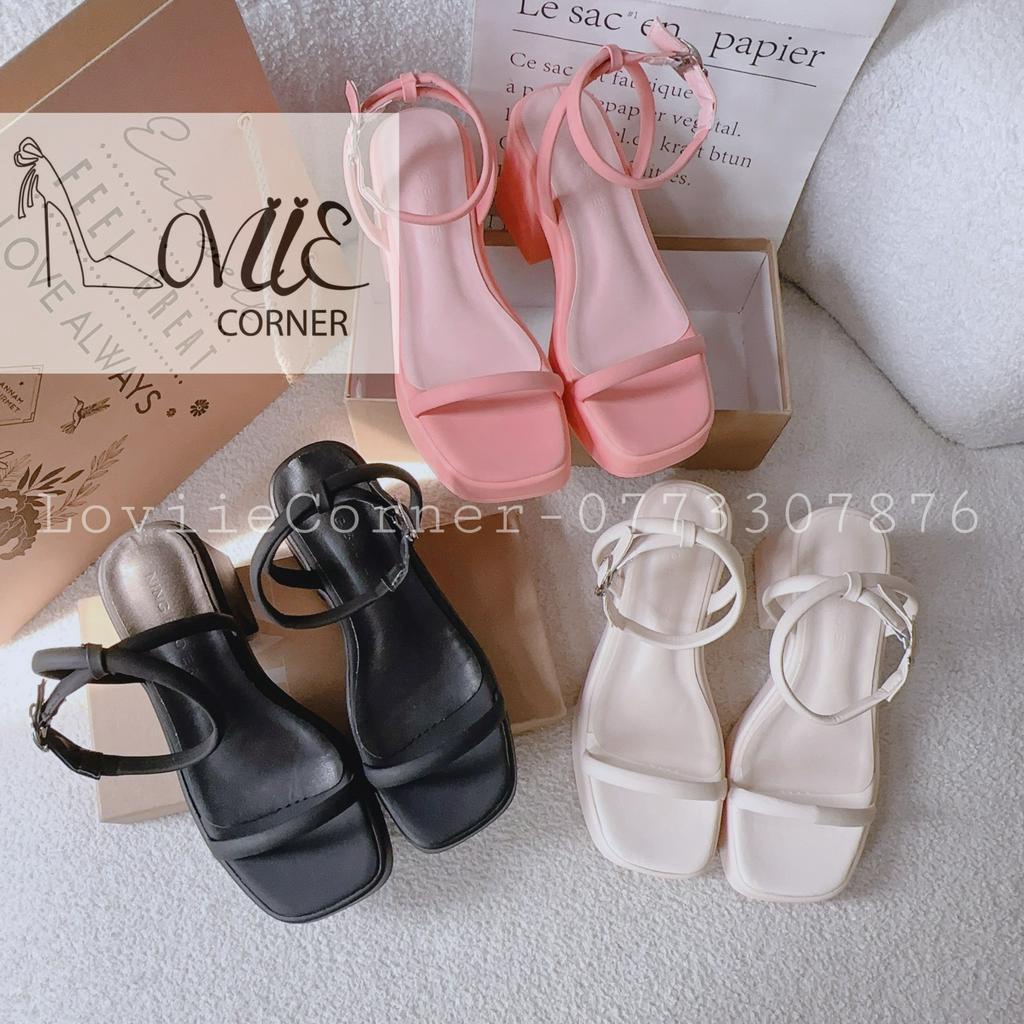 GIÀY CAO GÓT LOVIIECORNER - SANDAL QUAI NGANG MẢNH PHỒNG PHONG CÁCH THỜI TRANG NỮ HIỆN ĐẠI G230517