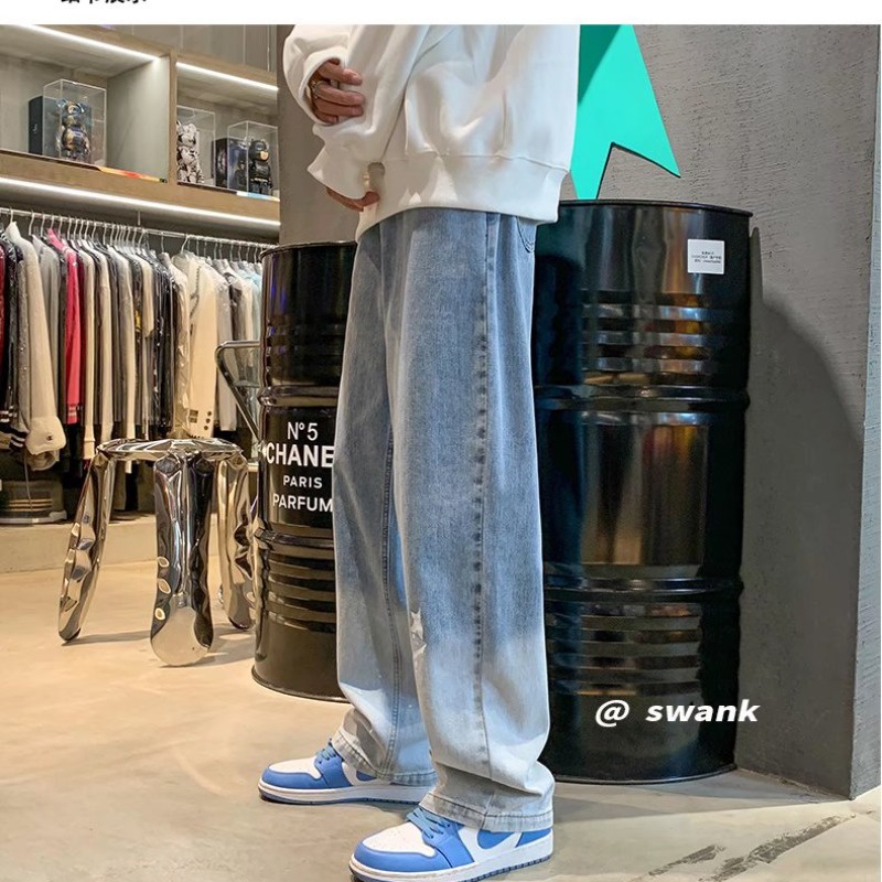 Quần jean ống rộng dáng suông màu gradient phong cách hip hop thời trang mùa thu cho nam