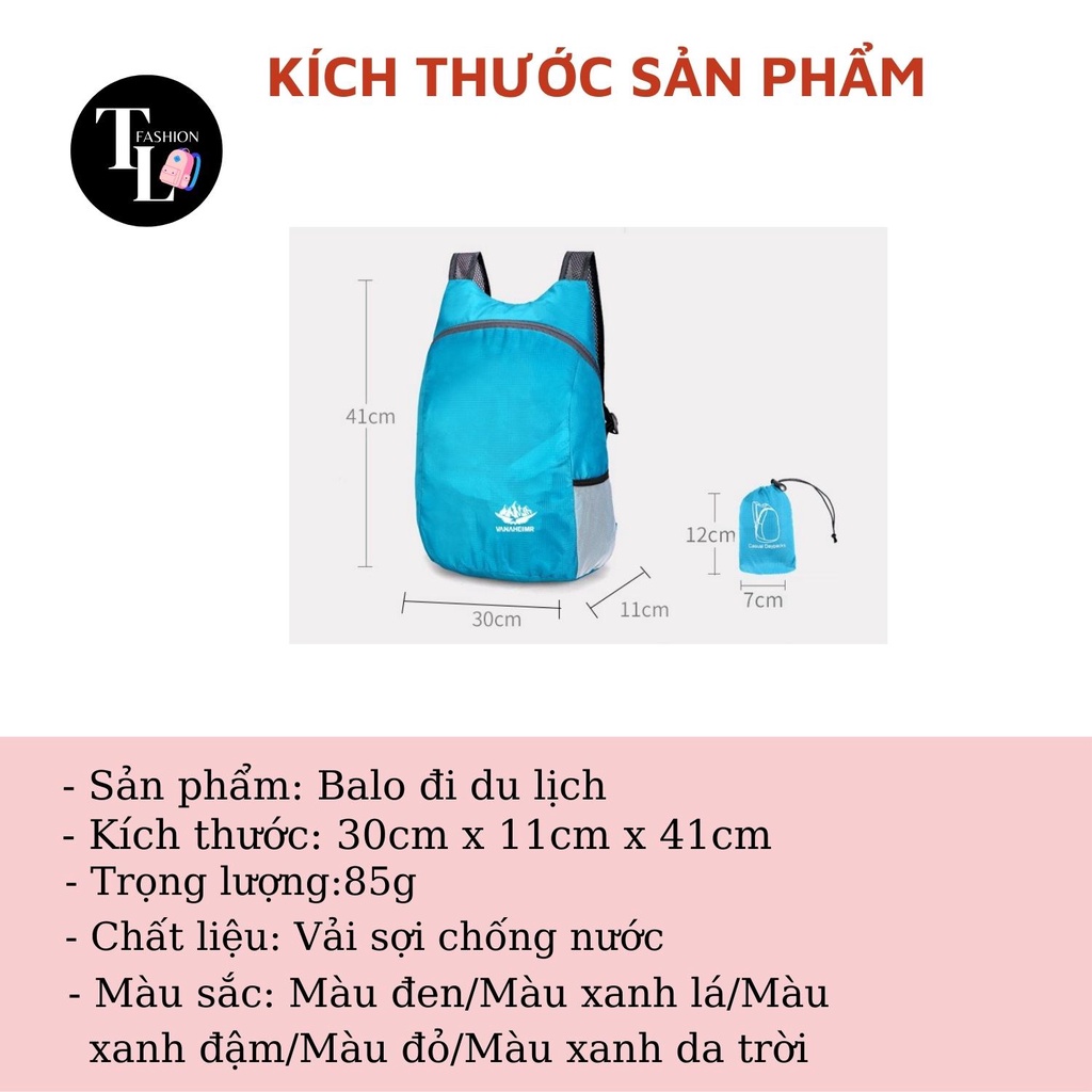 BA LÔ DU LỊCH SIÊU NHẸ màu tùy chọn siêu nhẹ tiện dụng chống thấm nước