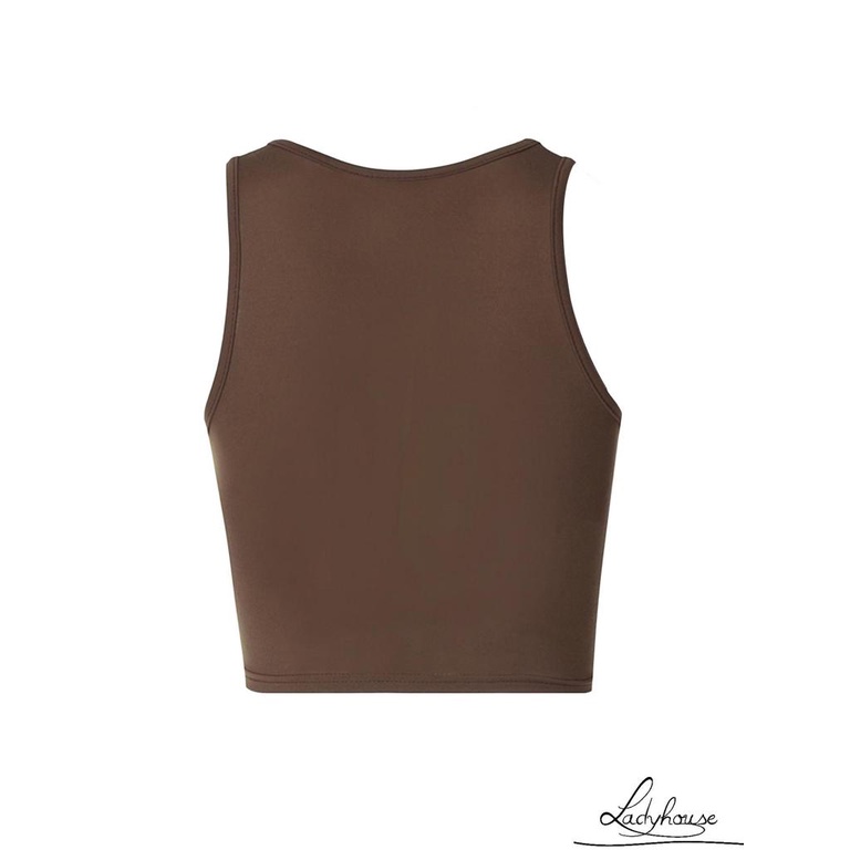 Áo Croptop Không Tay Cổ Tròn Đính Đá Sáng Lấp Lánh Dành Cho Nữ