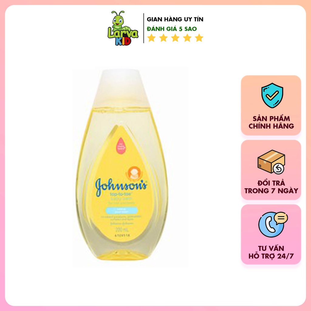 Sữa tắm gội toàn thân Johnson's Baby Top To Toe dịu nhẹ an toàn cho bé lọ 200ml - LARVA KID
