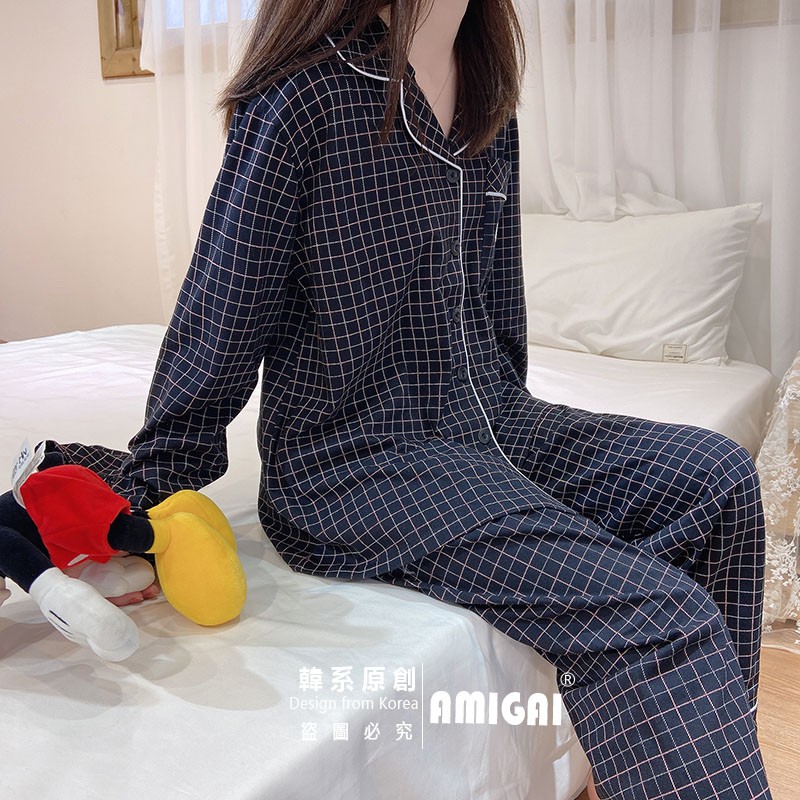 Bộ Đồ Ngủ Tay Dài Vải Cotton Kẻ Sọc In Hình Snoopy Kiểu Hàn Quốc Dễ Thương Cho Các Cặp Đôi