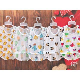 Bộ quần áo sát nách cotton giấy cho bé sơ sinh