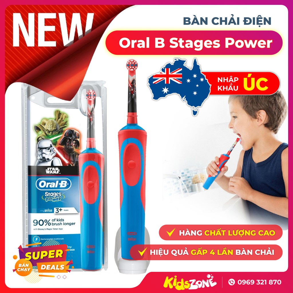 Bàn Chải Máy Đánh Răng Điện Oral-B Vitality Chính Hãng, Nhập Khẩu Từ Úc, PIN Sạc 1 Lần Dùng Cả Tuần [ Bảo Hành 6 Tháng ]