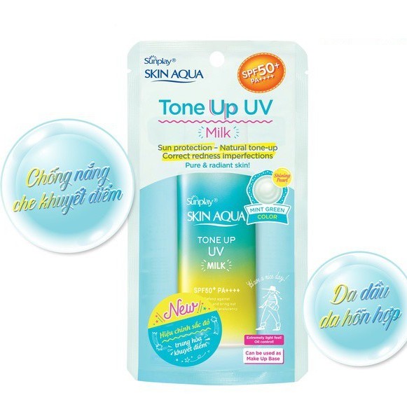 Sữa chống nắng hiệu chỉnh sắc da Sunplay Skin Aqua Tone Up UV Milk Mint Green 50g