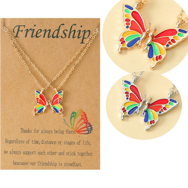 Flgo Vòng cổ Mặt Thẻ Tình Bạn Hình Bướm Bằng Hợp Kim Phong Cách Âu Mỹ Cá Tính