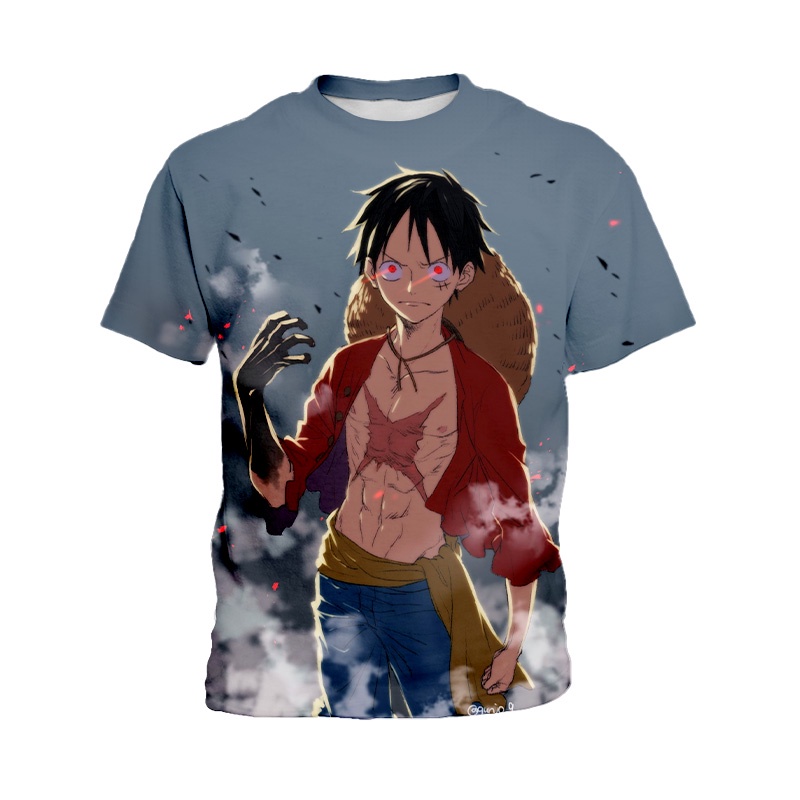 Áo Thun Tay Ngắn In Hình Nhân Vật Luffy Trong Phim Hoạt Hình One Piece Cá Tính Cho Bé Trai