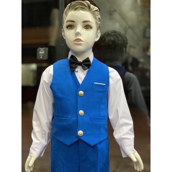 Bộ vest gile bé trai xanh dương