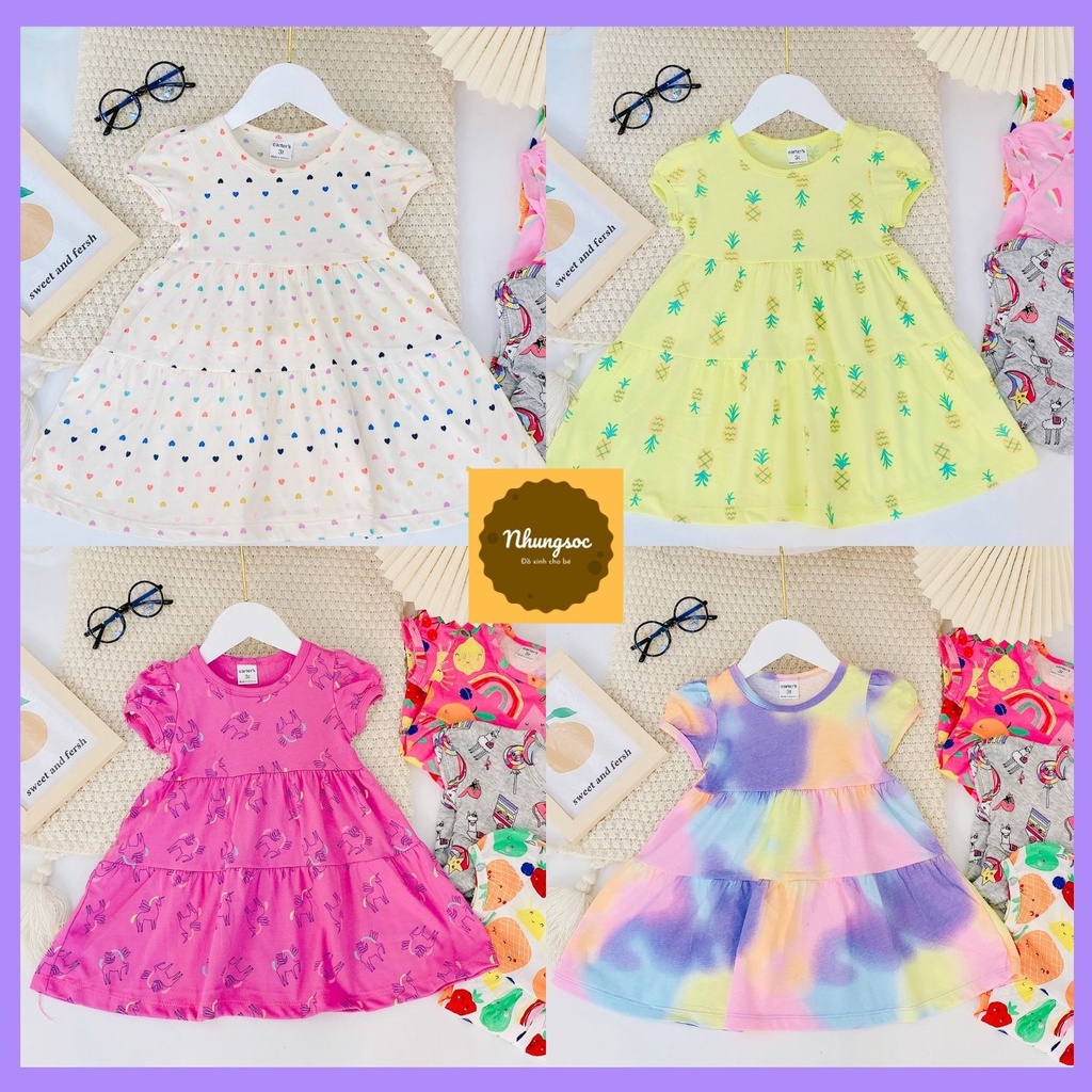 XẢ HÀNG HÈ ✔️8-20kg✔️Váy cotton carter 2 tầng siêu xinh cho bé gái - hàng VNXK - bảng màu 2023