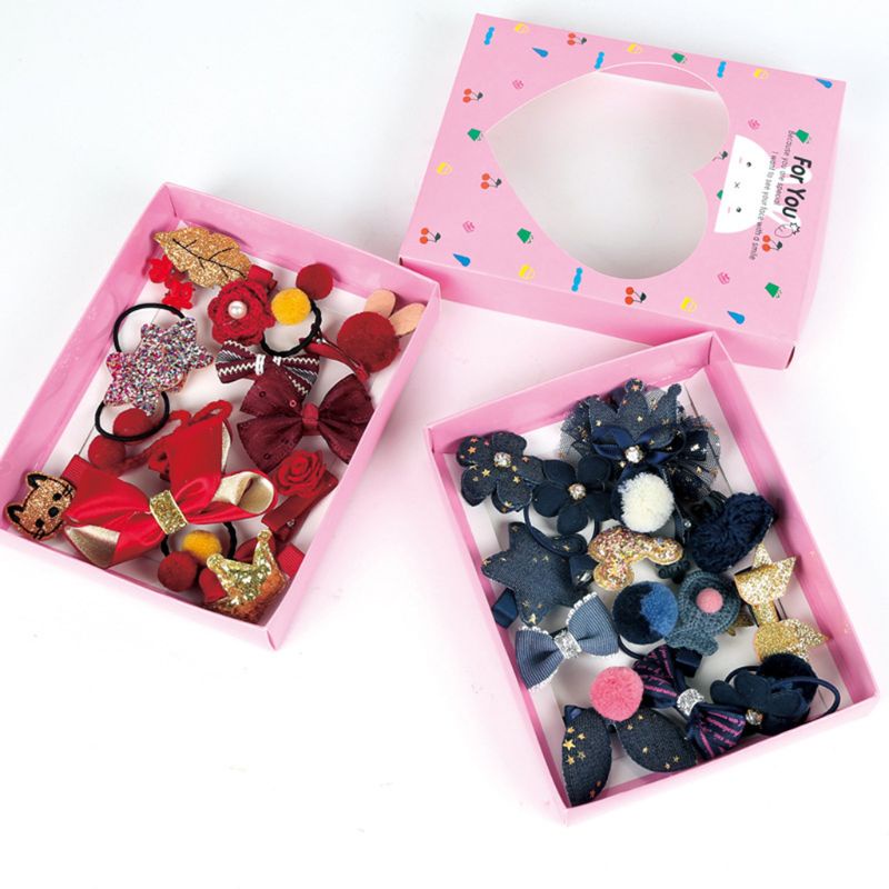 Set 18 Kẹp Tóc Nơ Xinh Xắn Thời Trang Cho Bé Gái