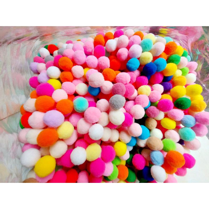 50 viên Pom Pom 1.5cm loại tốt mix màu làm slime, trang trí,