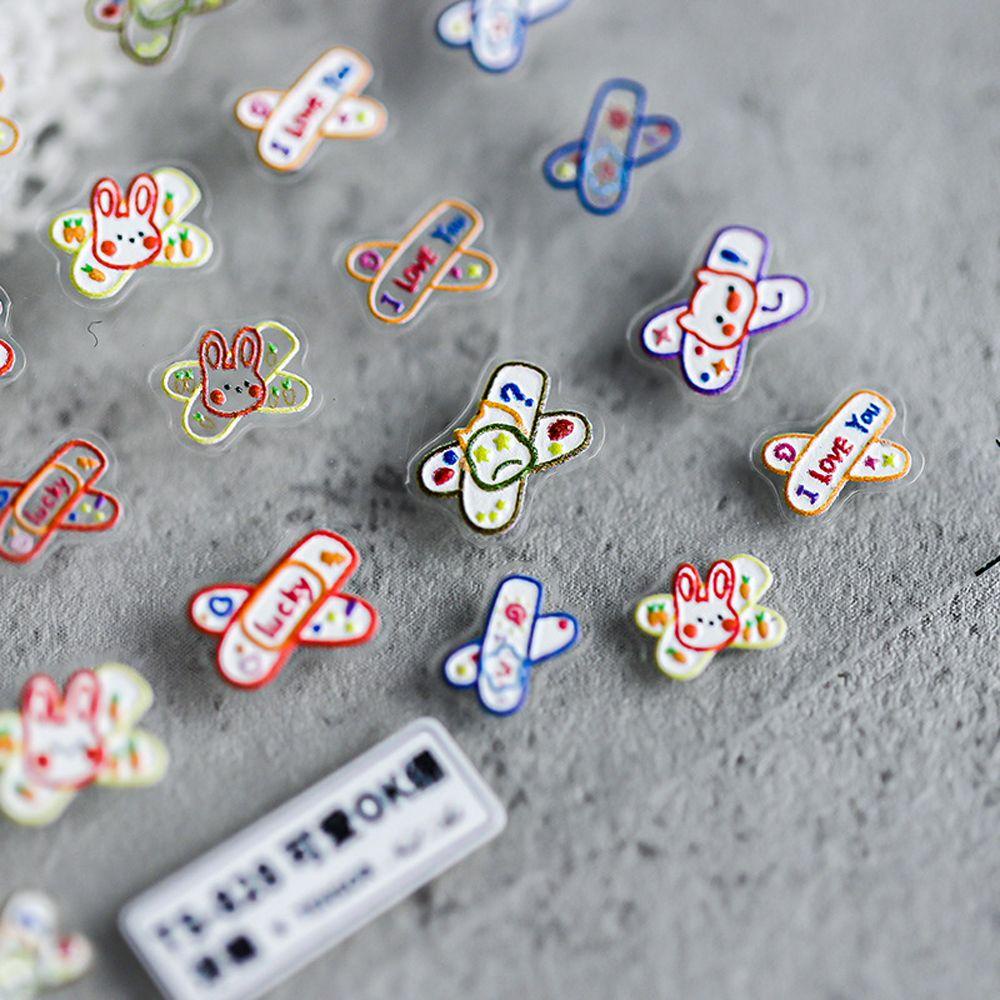 QQMALL Miếng Dán Trang Trí Móng Tay Họa Tiết Hoạt Hình 3D DIY