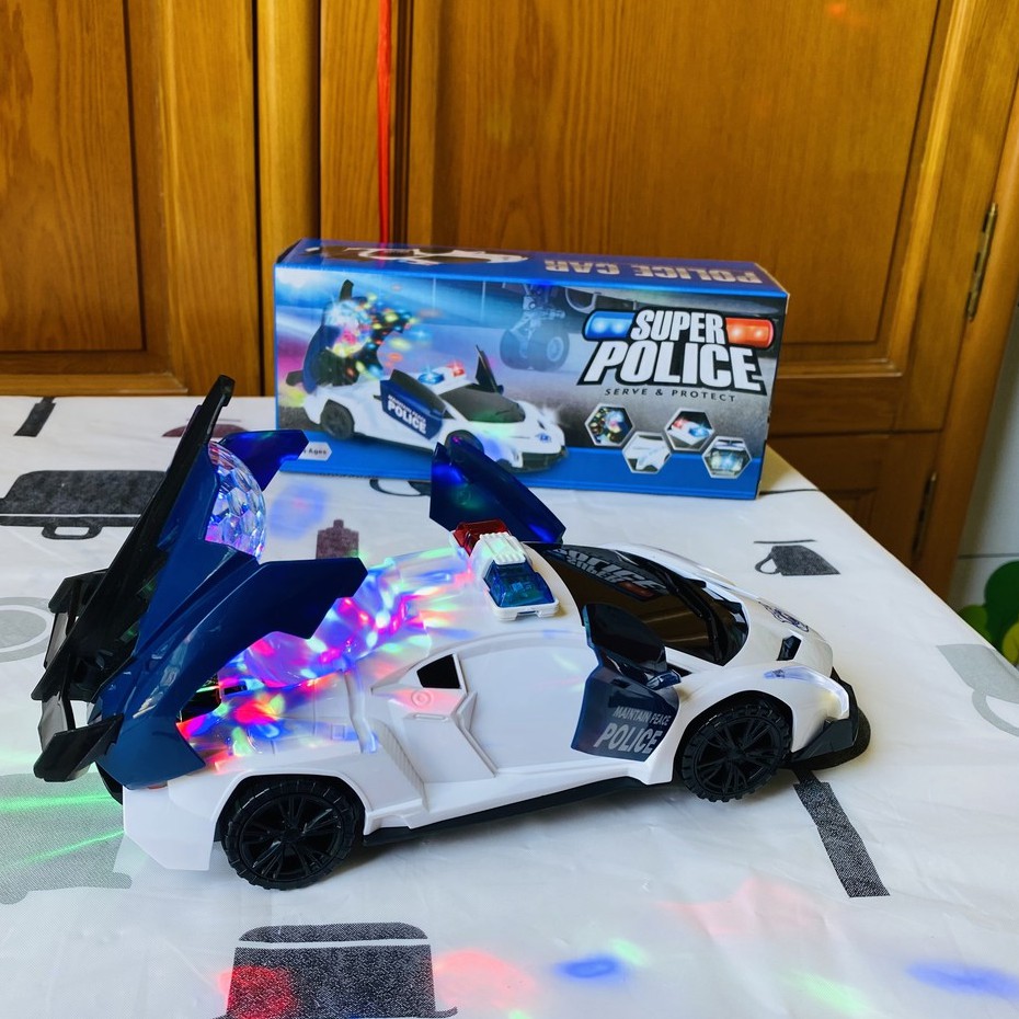 Xe Oto cảnh sát phát sáng quay tròn 360 độ