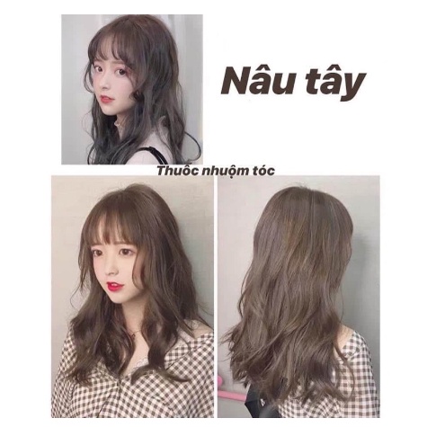 Thuốc Nhuộm Tóc Nâu Tây | Không Tẩy Tóc Tẩy Tặng Oxy Trợ Nhuộm Găng Tay, Mũ Ủ