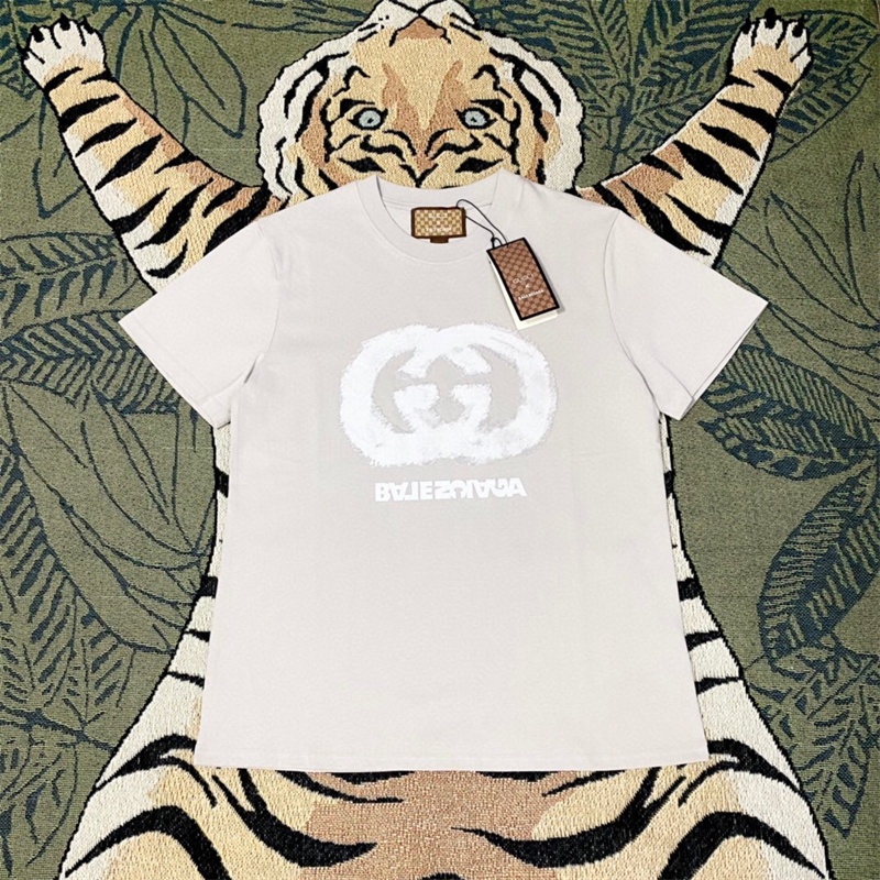 Gucci Áo Thun Tay Ngắn Cổ Tròn In Họa Tiết graffiti Thời Trang Mùa Hè Cho Cặp Đôi