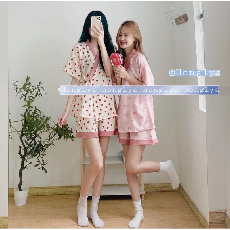 BST TOKYO || Bộ mặc nhà dáng kimono chất đũi nhăn siêu hot hit bộ yukata xinh phong cách Nhật Bản.
