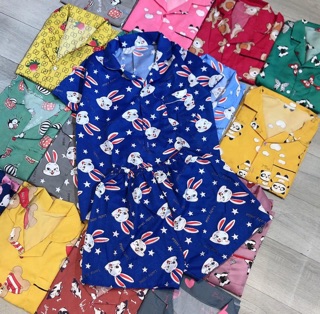 [XẢ HÀNG] BỘ PIJAMA ĐÙI CHẤT KATE (gửi mẫu ngẫu nhiên ạ)